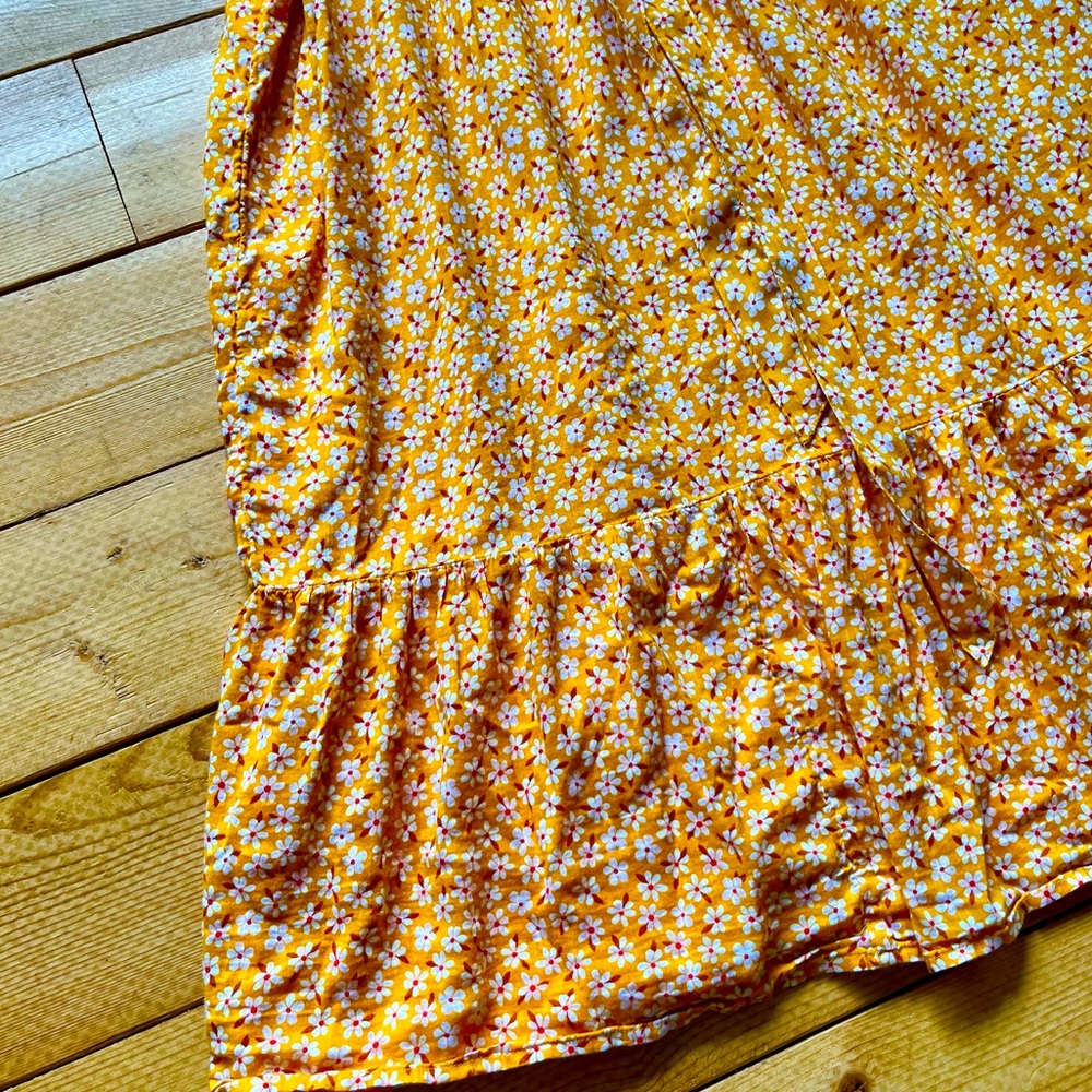 Old Navy Waist-Defined Wrap-Front Midi Yellow Floral - Picture 3 of 10